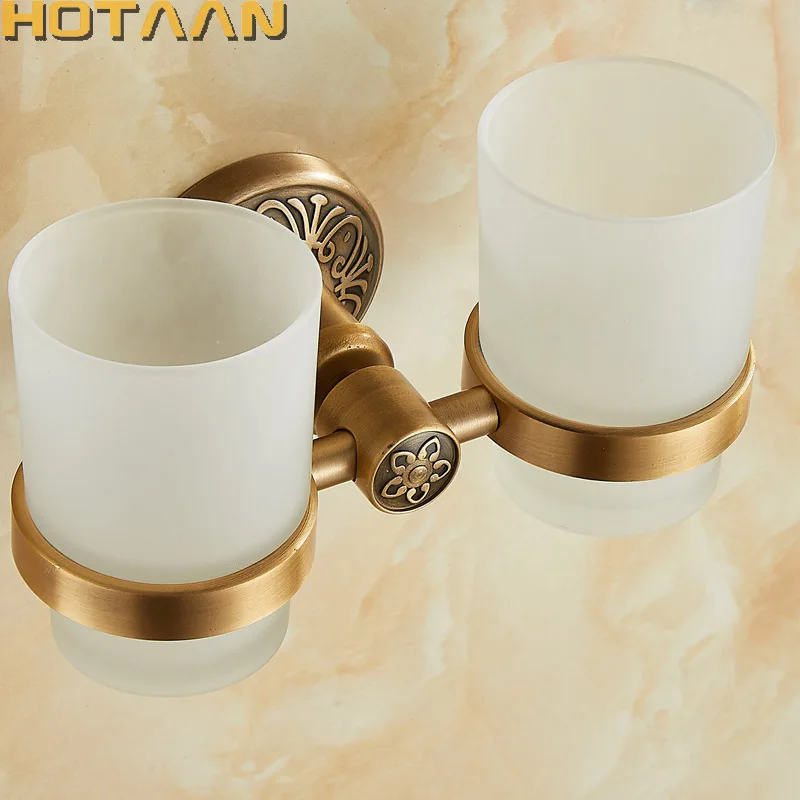 

New Arrival Aluminium double Tumbler Holder Cup & Tumbler Holders Toothbrush Holder Bathroom Accessories Banheiro YT-14208