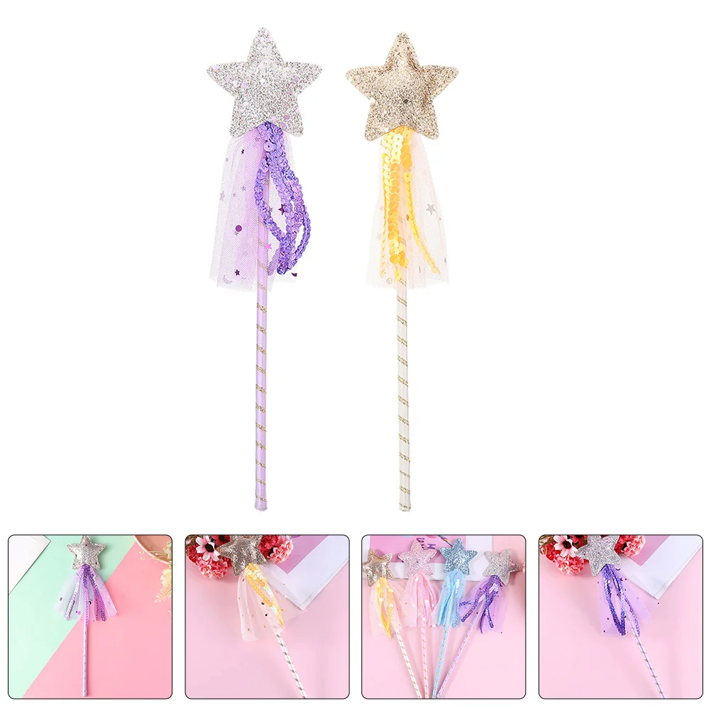 

2Pcs Elegant Star Fairy Wands Comfortable to Hold for Kids Parties and Fairy Costume Props Star Wand Wands for Girls