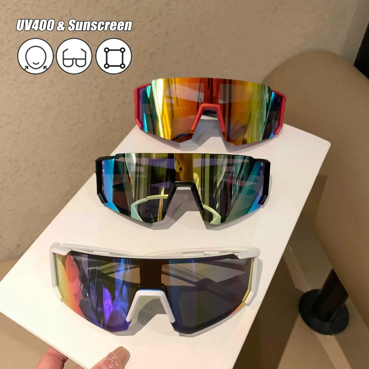 Cycling Sunglasses UV400 Shades Men Women Anti-Ultraviolet Anti-glare Windproof Hiking Sking Climbing MTB Eyewear