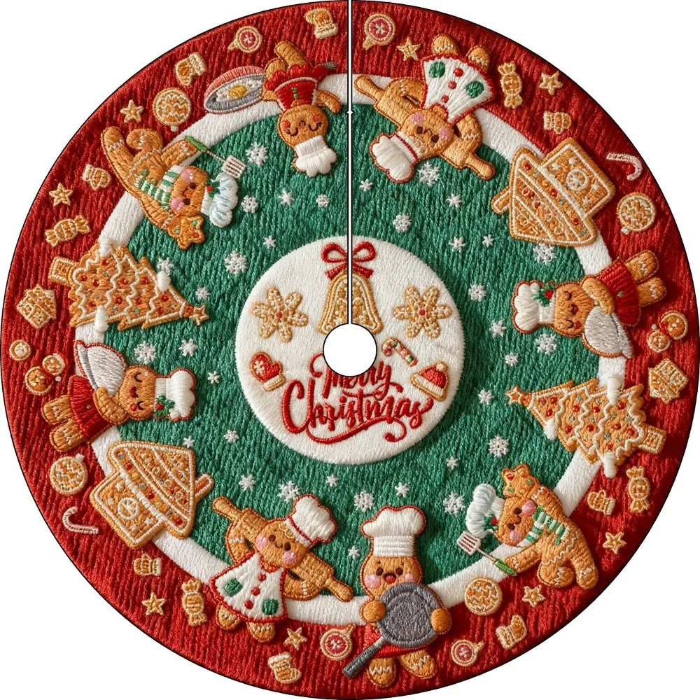 90CM Diameter Christmas Tree Skirt Easy To Clean Durable Material Tree Surround Base Cartoon Printed Christmas Decorative Item