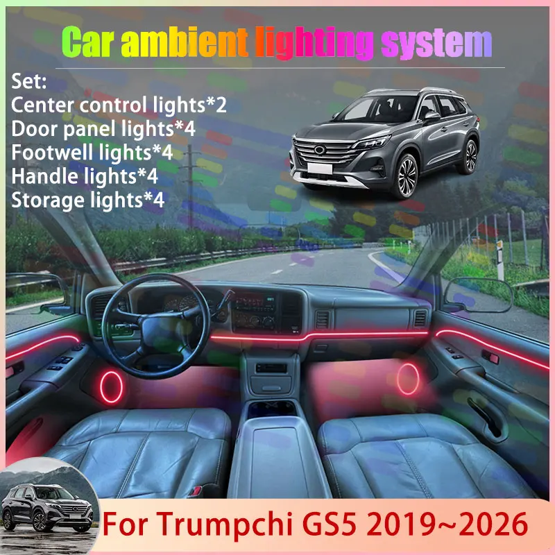 

For Trumpchi GS5 2019~2026 Dodge Journey 2020 MK2 2/24 in 1 Car Atmosphere Light Lamp RGB Shade Ensemble Streamer Atmosphere Set