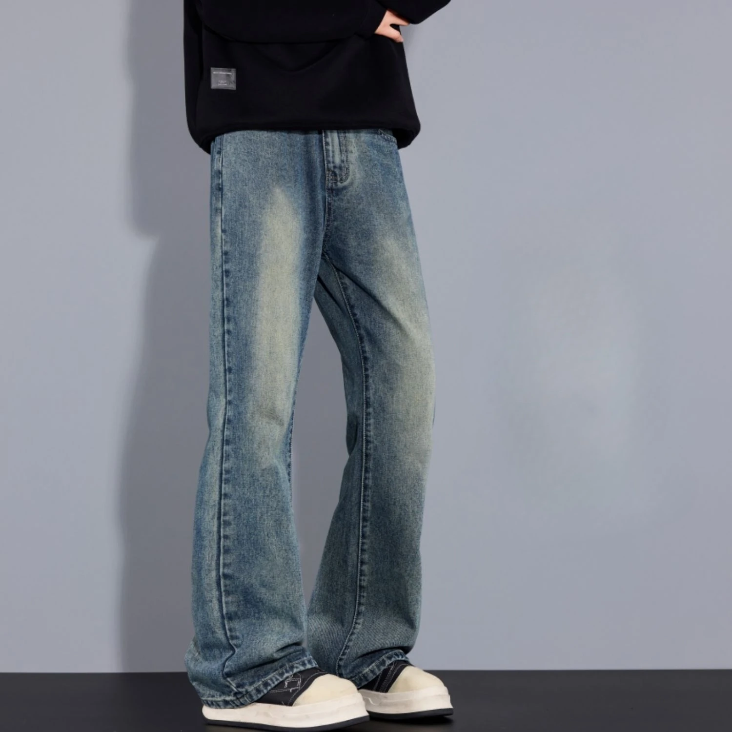 Summer Thin Mens Black Loose Jeans Stylish Personalized Versatile Teen Boy Long Pants