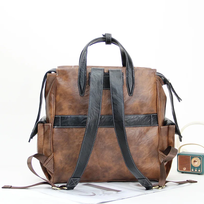 Vintage Men's Backpack Multi-functional Handbag Men Backpack Fashion Business Commuter Laptop Bag Mens Briefcase Document Bags