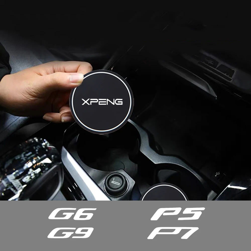 2pcs Car Coaster Water Cup Cushion Storage Groove Protect Coaster Car Cup Anti Slip Pad Mat For Xpeng G6 G9 P7 P9 Auto interior