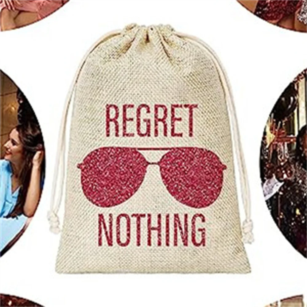 20pcs Hangover Gift Bags - Regret Nothing - Cotton Gift Bag For Bachelorette, Engagement, Hangover Party, Girls' Party, Wedding