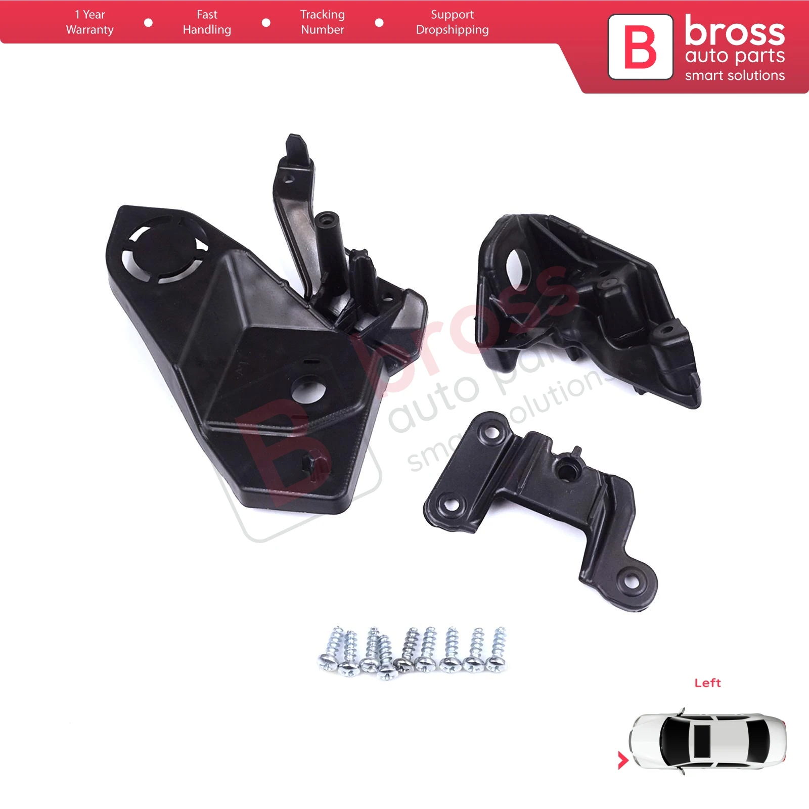 BHL581-1 Headlight Holder Mount Repair Bracket Tab Set Left Side for Peugeot 208 e-208 MK2 P21 2008 e-2008 MK2 P24 2019-On