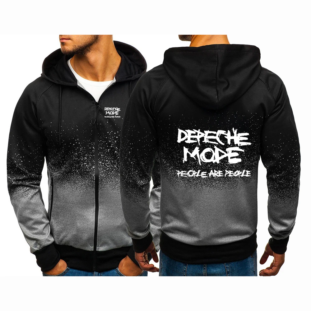 2025 Depeche Mode Printing Spring And Autumn Man's Gradient Color Zipper Jacket Leisure Fashion Daily Lightweight College Coat