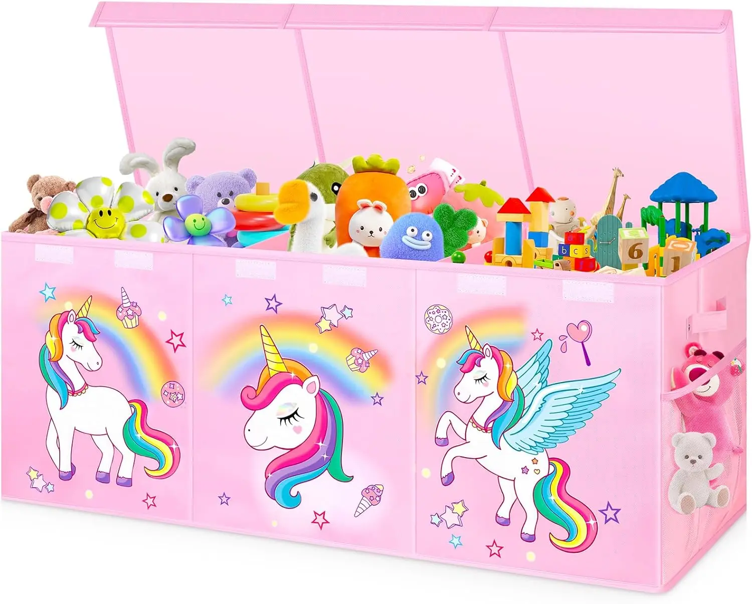 

Очень большая складная коробка для игрушек с крышками, прочный органайзер для хранения в детской комнате, розовый