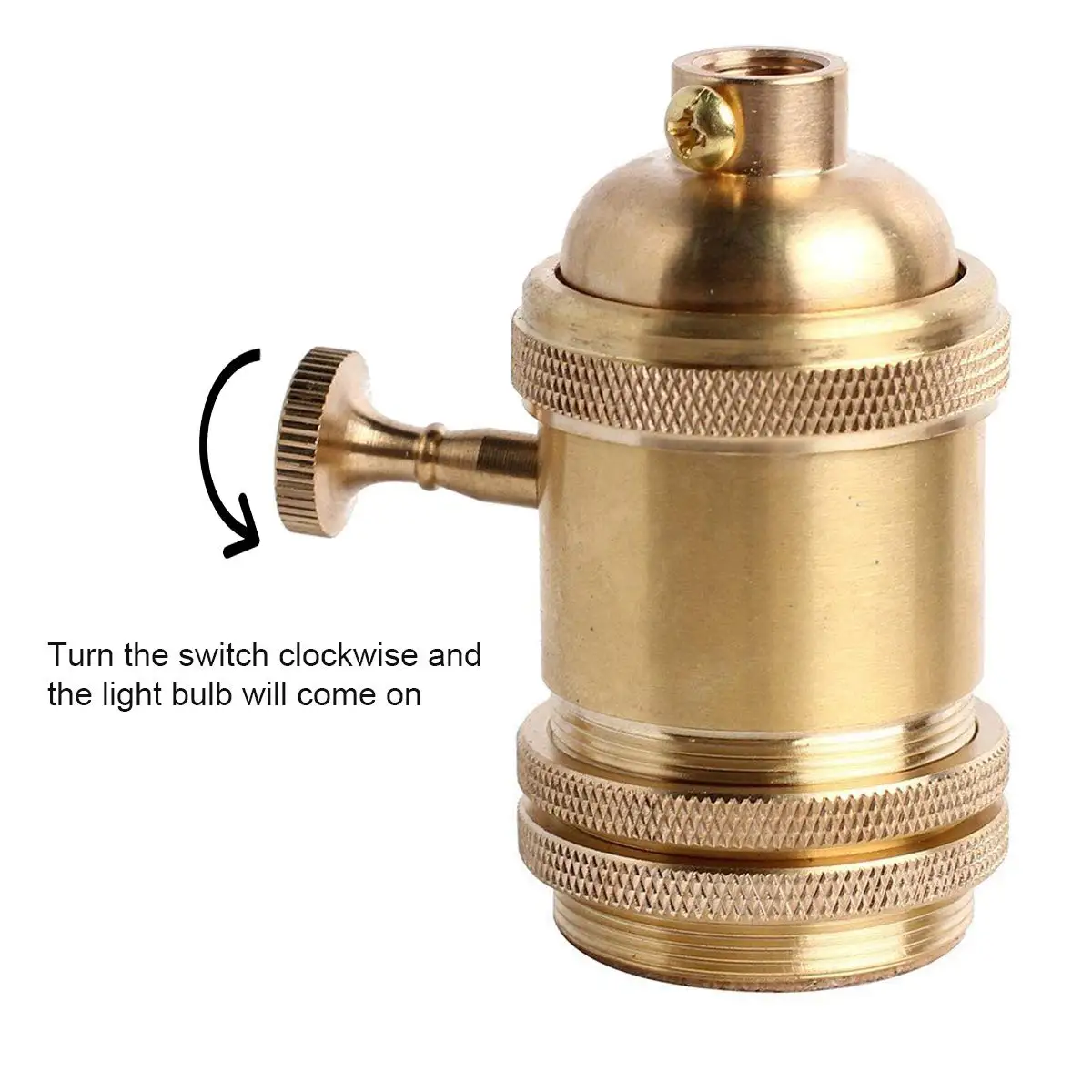 Iluminação Vintage Parafuso Soquete com Interruptor, Antique Brass Lâmpada Suporte Fixture, cobre retro, DIY, 6 cores, E26, E27