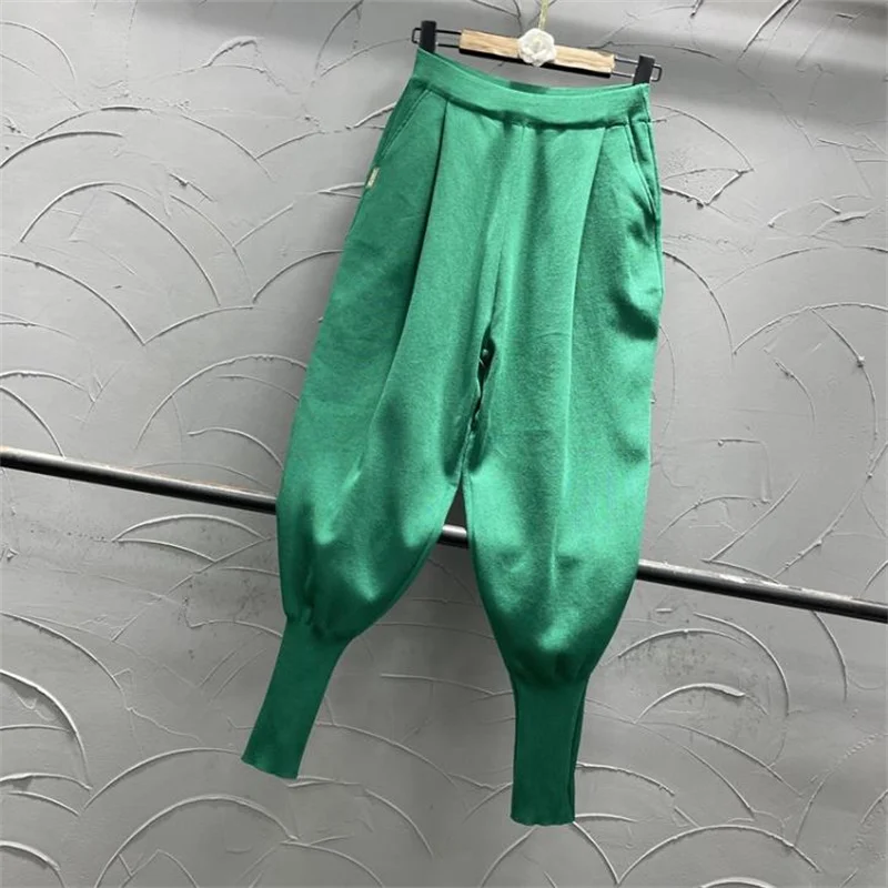 

Elastic waist fashion casual sports pants women's loose harem pants knit pants
