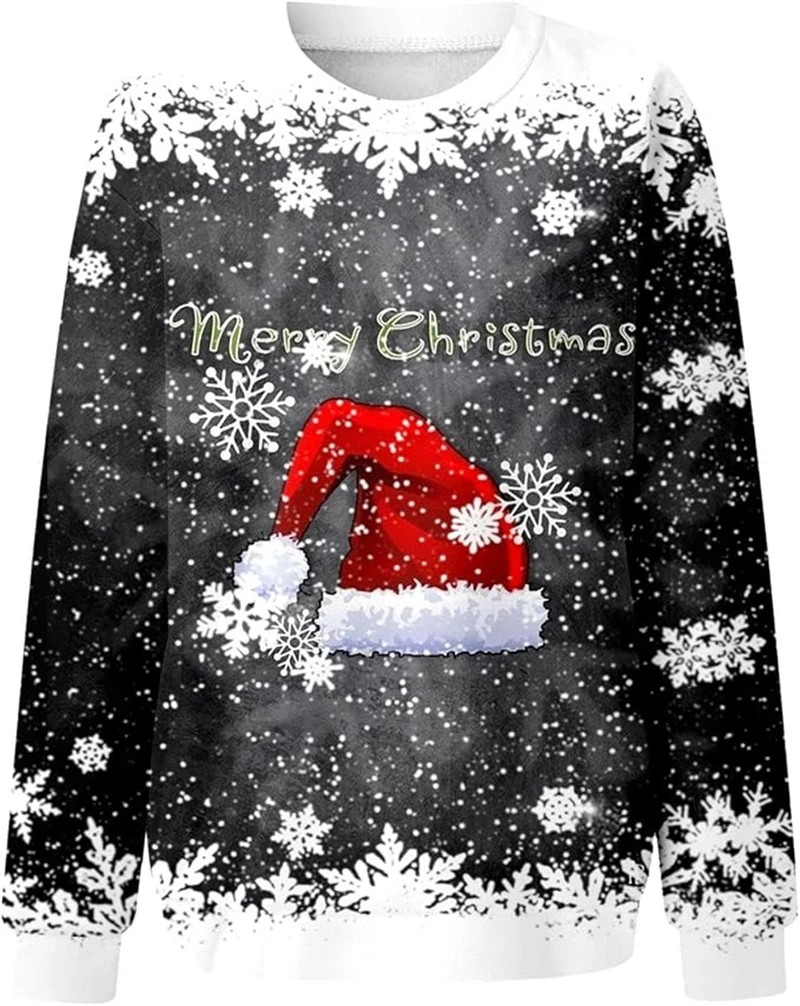 

3D Print Santa Claus Sweatshirt Christmas Fashion Men Women Cute Reindeer Graphic New Year Kids Pullover Dropshipping
