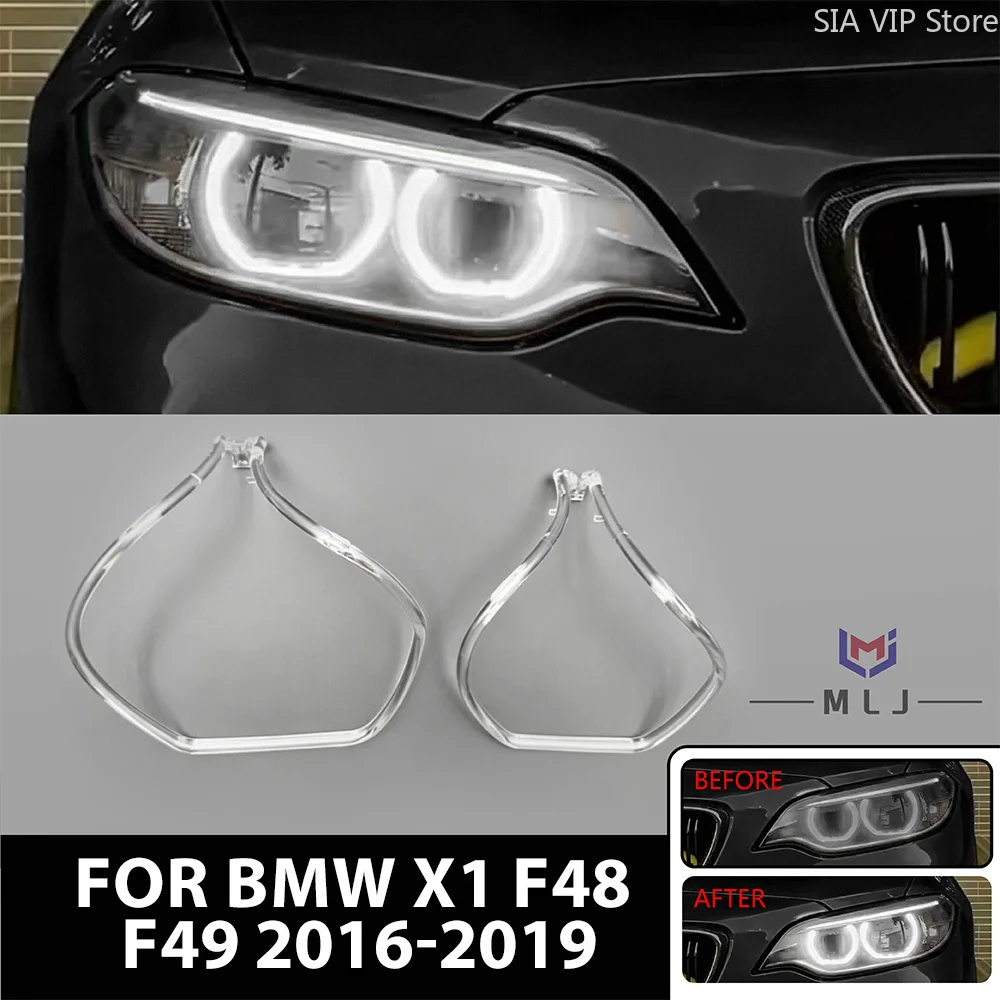 For BMW X1 F48 F49 2016-2019 Headlight Angel Eye LED DRL Light Guide Tube DRL Light Guide Strip Light Tube Bar Car Accessories