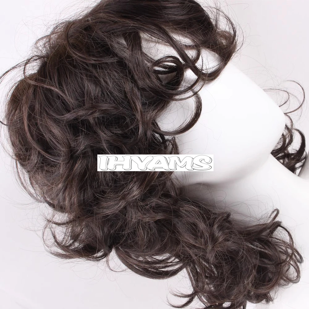 Hip Hop Cool Mullet hair Brown Short Mullet Cosplay Wigs Wolf tail hairstyle Curly Synthetic Heat Resistant Fiber