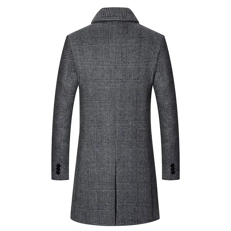 2025 Cappotto da uomo invernale 50% misto cashmere Caldo business casual Cappotto di pelle di pecora Cappotto da uomo casual retrò britannico di lana da uomo