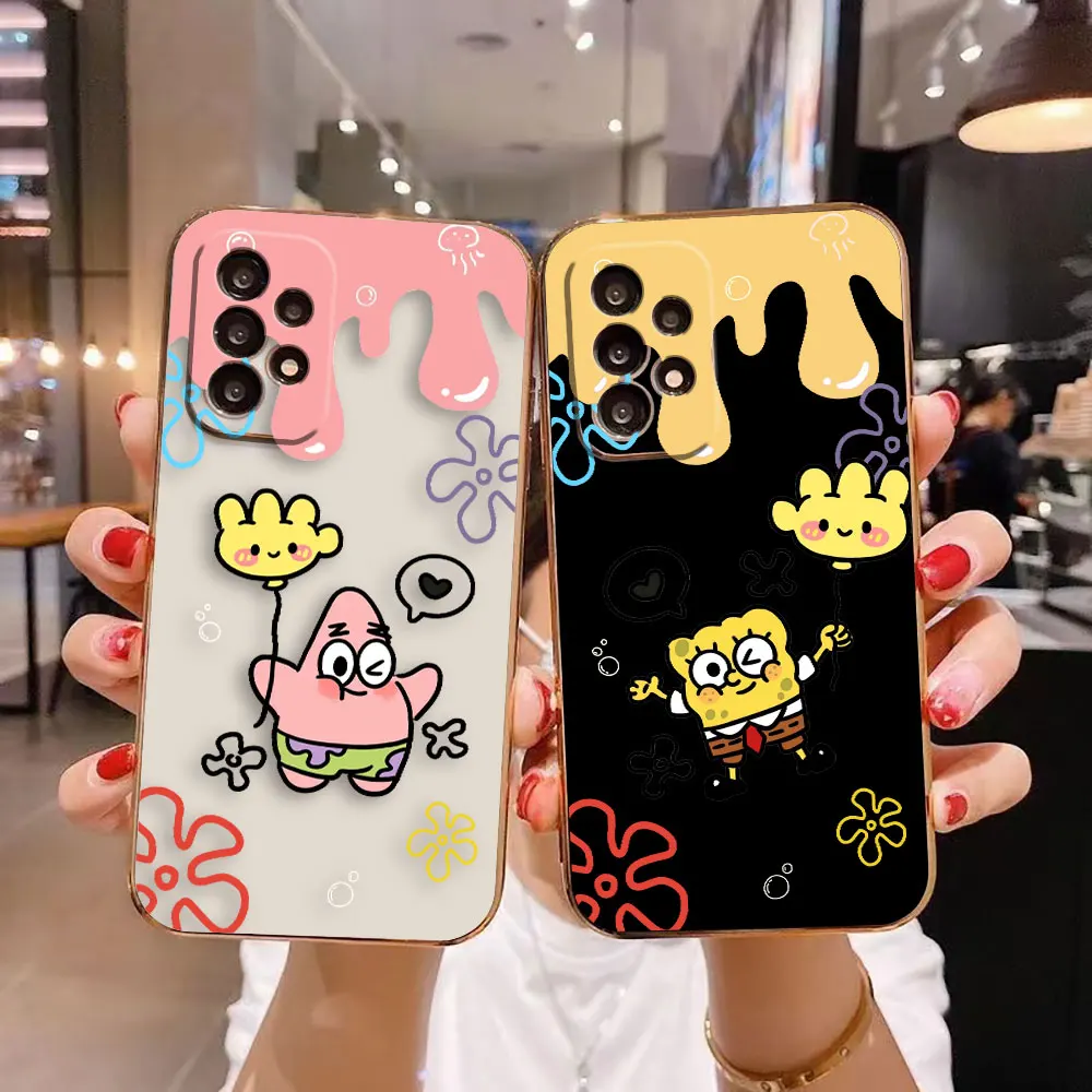 Cover Smooth E-TPU Phone Case For Samsung A73 A72 A71 A54 A53 A52 A51 A33 A32 A23 A22 A13 5G Case Cute S-SpongeBob S-SquarePants