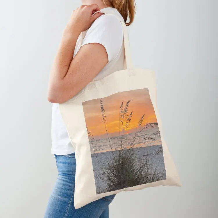 

Sensational sunset through Sea Oats Tote Bag custom tote bag canvas tote large size bags custom canvas bag
