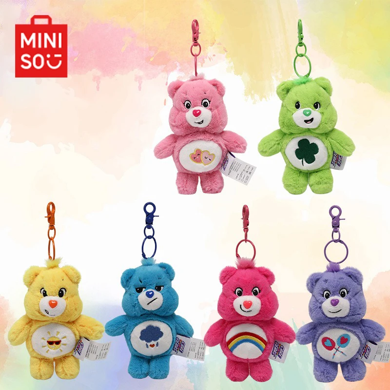 

Miniso Care Bears Plush Pendant Kawaii Anime Cute Love Bear Doll Colorful Bear Doll Key Chain Rainbow Bear Doll Girl Toys ﻿