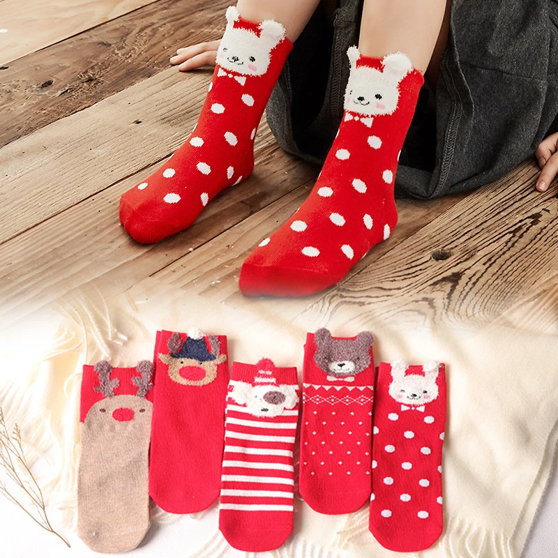 5 Pairs/lot NewWomen Cotton Socks Set Cute Cat Ankle Socks Kawaii Short Socks Casual Cartoon Animal Red Heart Gril Socks 34-40