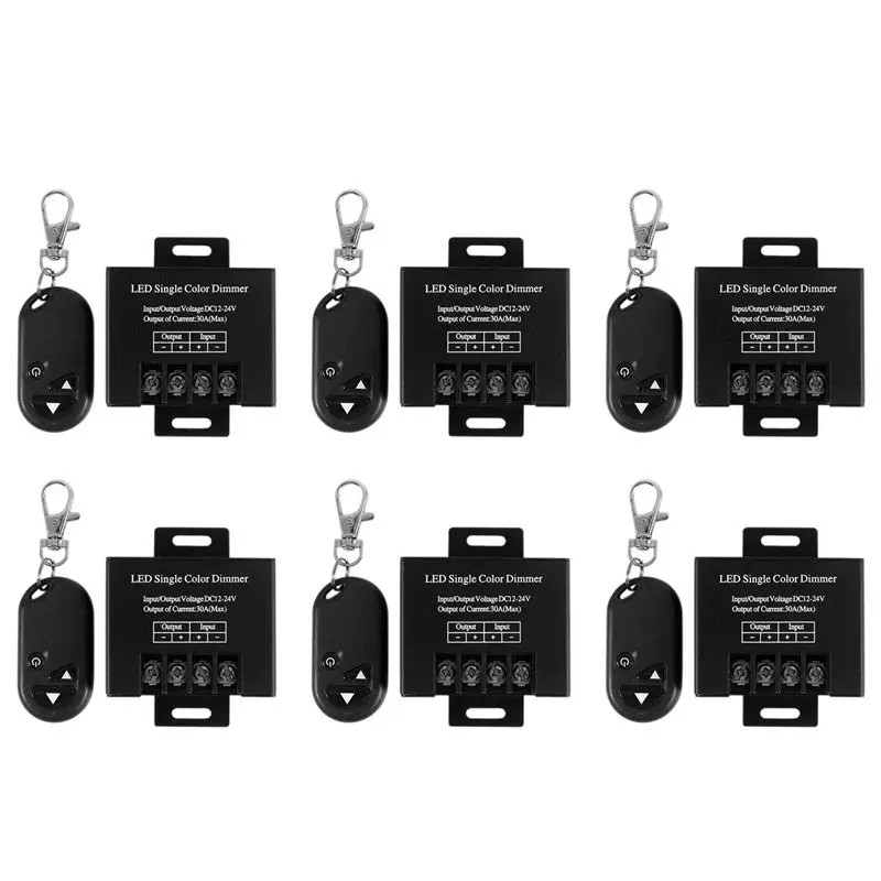 6X 30A Single Channel Led Dimmer Controller With 3 Key Wireless Rf Remote Control For Single Color 5050 3528