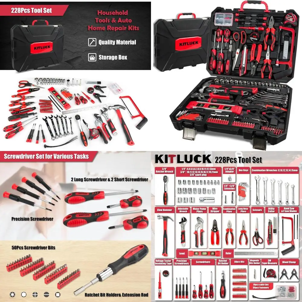 

KITLUCK 228-piece Home Tool Kit, Household Hand Repair Tool Set for men, Portable Tool box Set with Tools (Screwdriver, Wrench,