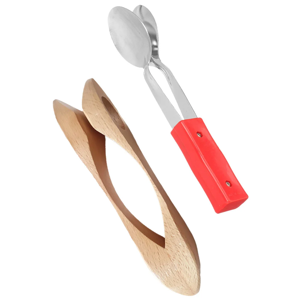 

2 Pcs Spoons Instrument Music for Adults Plastic Handle Funny Instruments Beech Unique Musical
