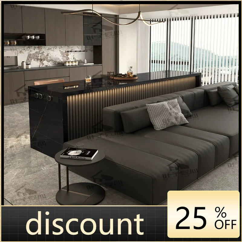 

LH bar counter long table backrest living room partition cabinet rock slab bar table household island table