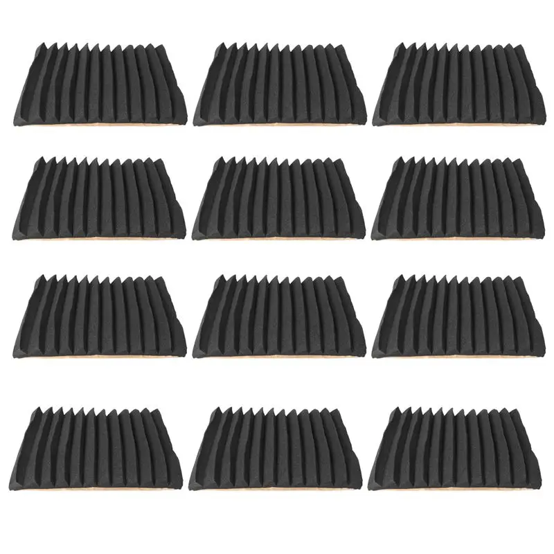 M12K-12 Pieces Acoustic Foam Panel Self-Adhesive,Acoustic Foam Panel,Sound Insulation Pad,Reduce Noise,For Studio Home Office