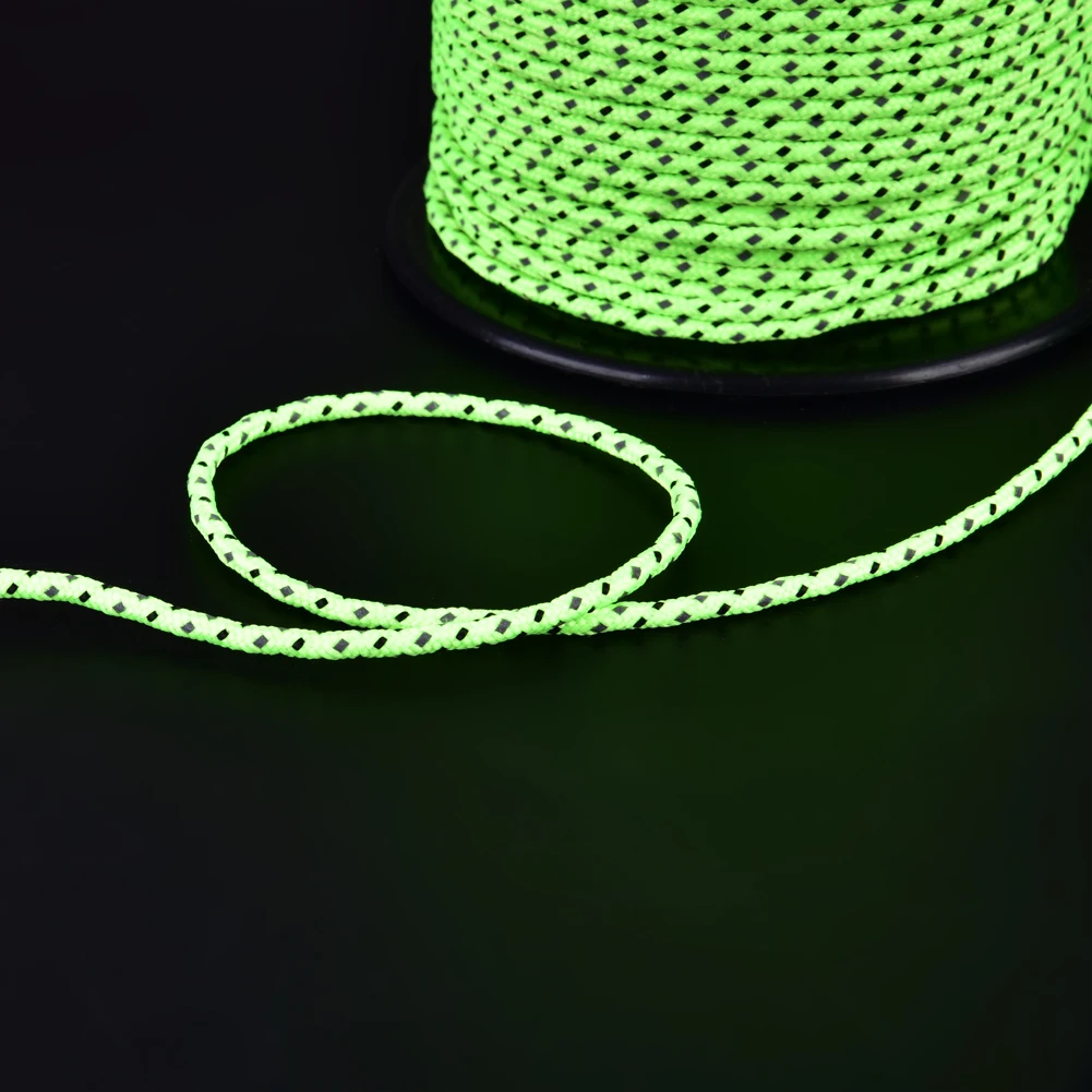 Outdoor Tent Fluorescent Rope, 50m Outdoor Camping Tent Awning Reflective Luminous Guyline Rope Guy Line Cord Paracord