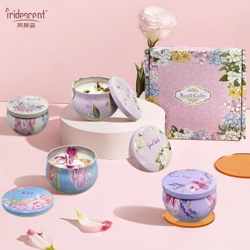 Set da 4 pezzi di scatole regalo per candele profumate, souvenir natalizi, candele per aromaterapia in cera di soia senza fumo