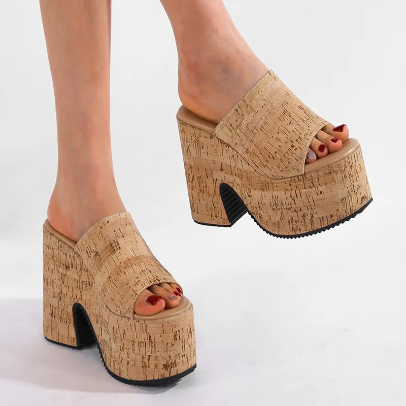 Korean Style Women's Summer Slippers, New Super High Platform, Thick Sole Wedge, Waterproof, Fashionable Open Toe