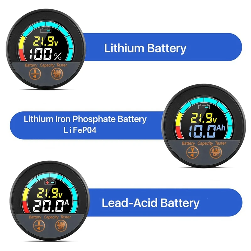 ABKP-جهاز اختبار بطارية IP67 مقاوم للماء 10-100 فولت مع شاشة توفير الطاقة 100 أمبير V/A/Soc/Ah ليثيوم، Lifepo4