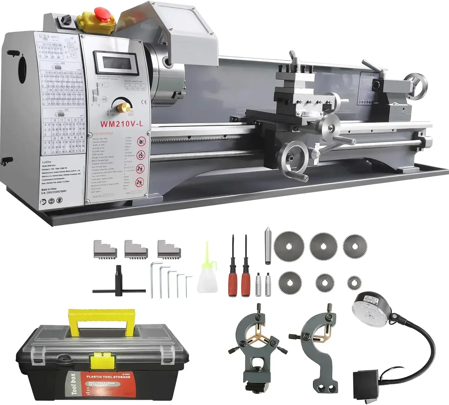 VEVOR Metal Lathe, 8.3'' x 29.5'' Benchtop Metal Lathe 0-2500 RPM Continuously Variable Speed 750W Brushless Motor Metal Gears w