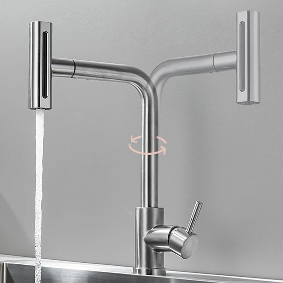 Feiyu Sentuh Keran Wastafel Dapur Tarik Ke Bawah Keran Mixer Wastafel Dapur Panas Dingin Keran Dapur Air Terjun Sentuh Baja Tahan Karat