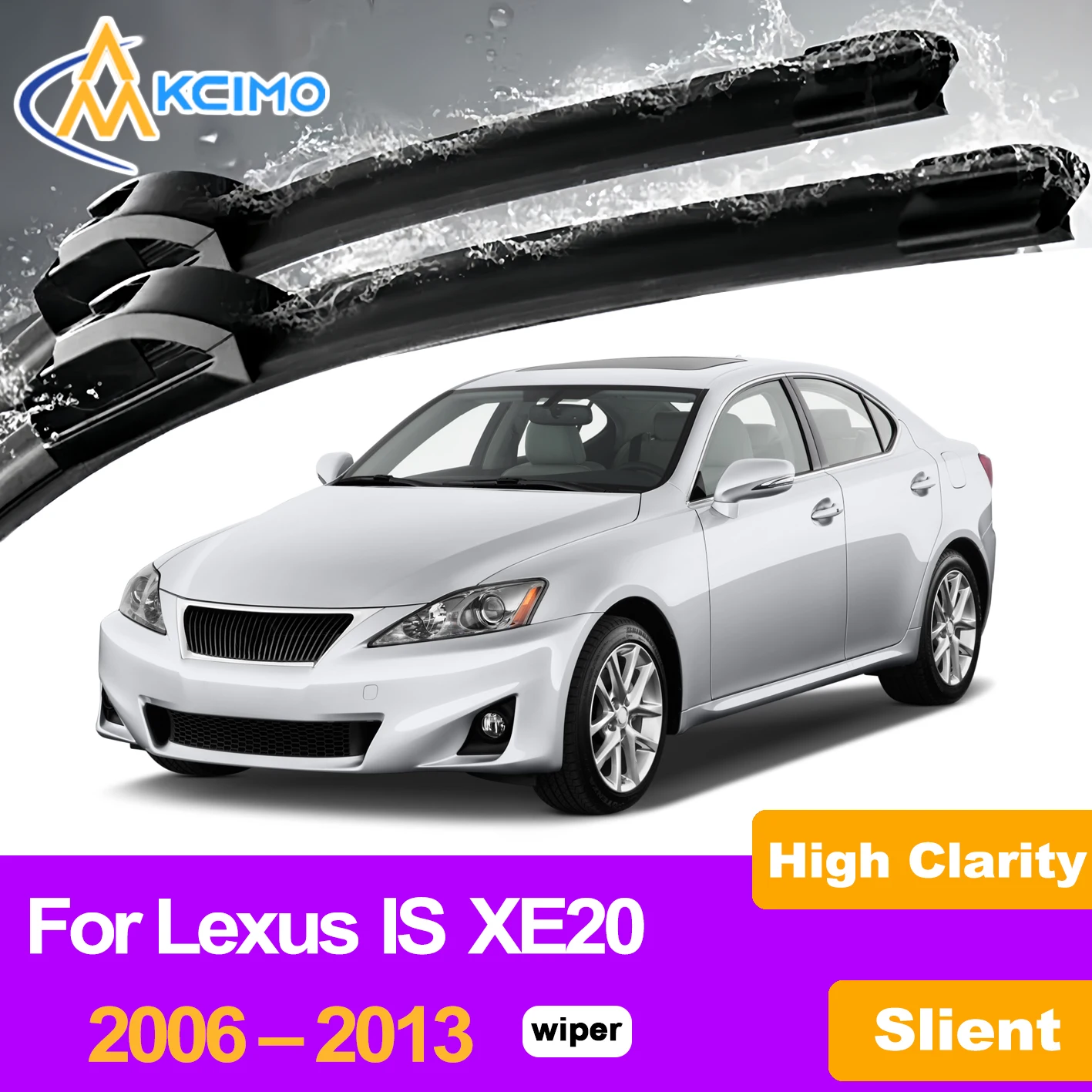 

KCIMO 2PCS Front Windshield Wiper Blades For Lexus IS XE20 2006 – 2013, Silent Wiping Long Lasting Premium Car Accessories