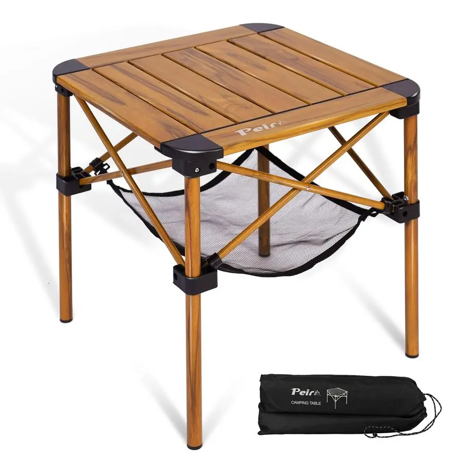 

Folding Camping Table, Portable Lightweight Aluminum Camp Table Roll Up Top with Storage Net for Outdoor, Camping, Picnic, Back