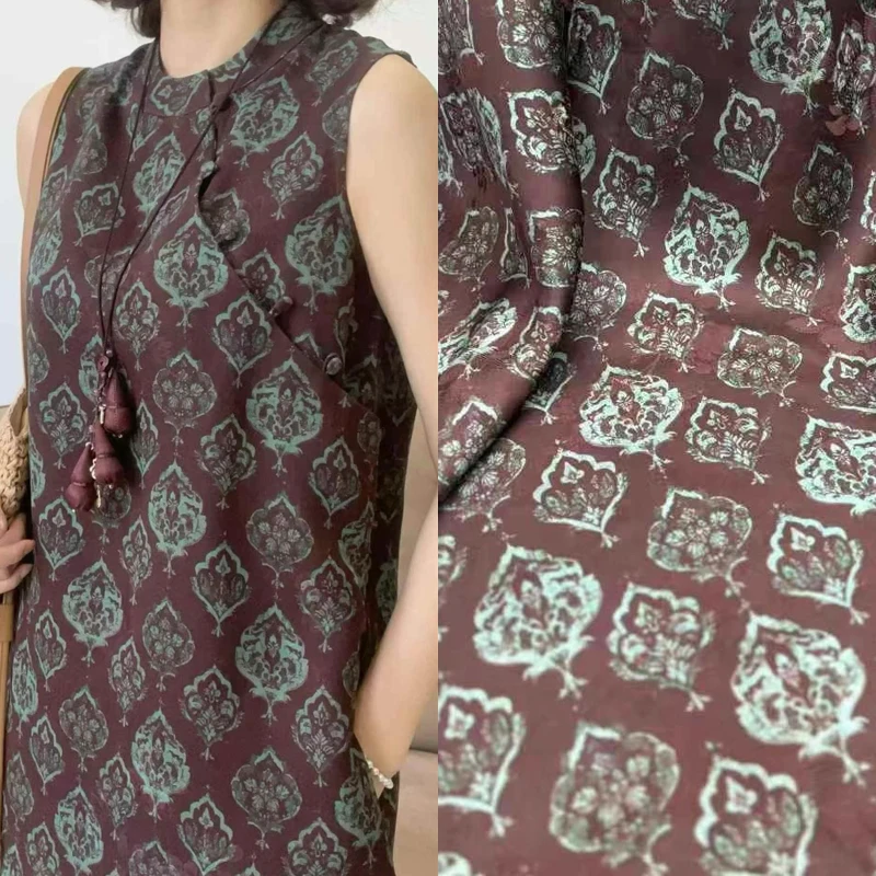 45''-wide-25mm-brown-red-heavy-silk-fabric-for-diy-sewing-summer-spring-dress-pants-pajamas-vest-comfortable-material-r2476
