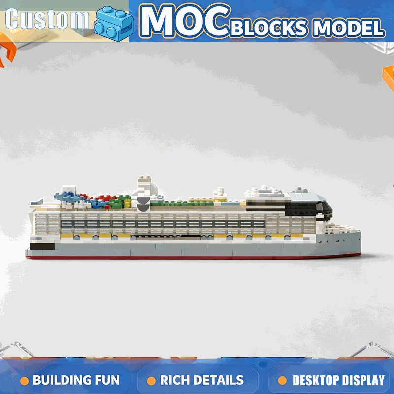 1317PCS MOC Cruise Ship Ocean Liner Model Custom Puzzle Building Blocks Modify DIY Assembly Display Collection Toy Birthday Gift