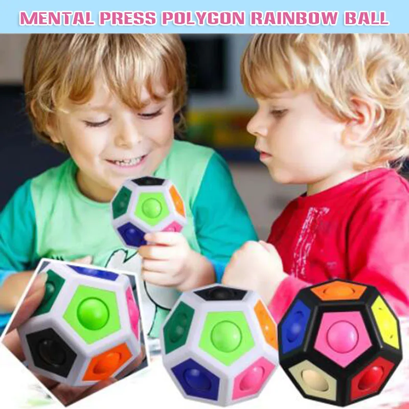 Arco-íris quebra-cabeça pressionando bloco poliedro brinquedo de descompressão para restaurar a cor cérebro jogo presente para crianças matando tempo