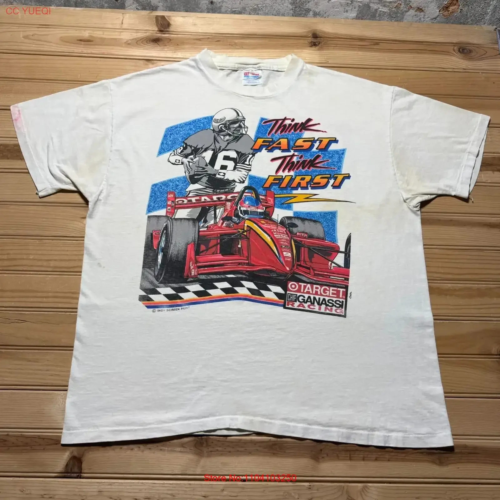 Vintage 90s Target Chip Ganassi Racing Think Fast FirsT T Shirt USA Size XL vintage Washed Breathable Stretched graphic
