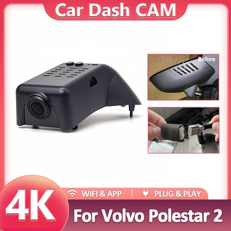 New! Dash Cam 4K for Volvo Polestar 2 2021-2026, Car DVR Dashcam Camera Video Recorder for Polestar 2 Polestar2 Night Vision