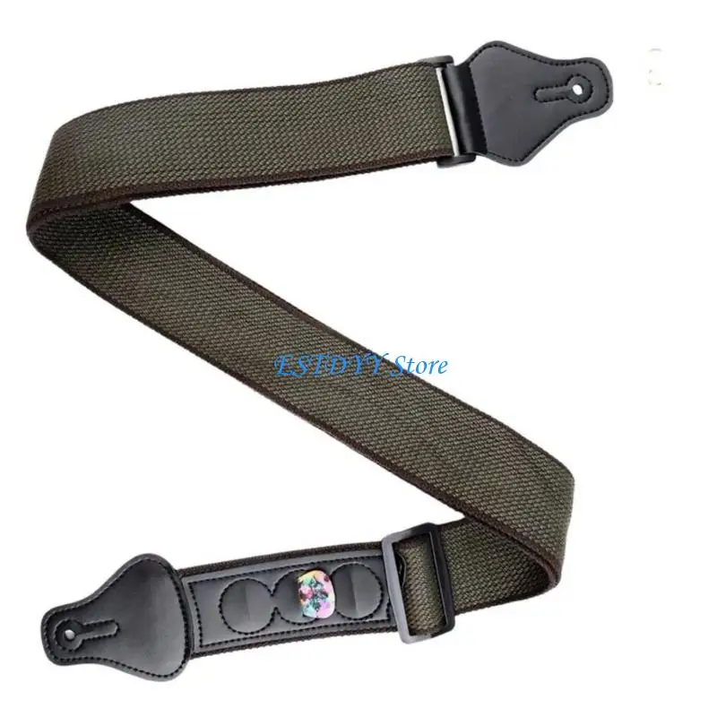 G6DE Comfortable Guitar Strap Weave Strap Cotton Weaving Breathable Leather Ends Strap For Bass Electric & Acoustic Guitar