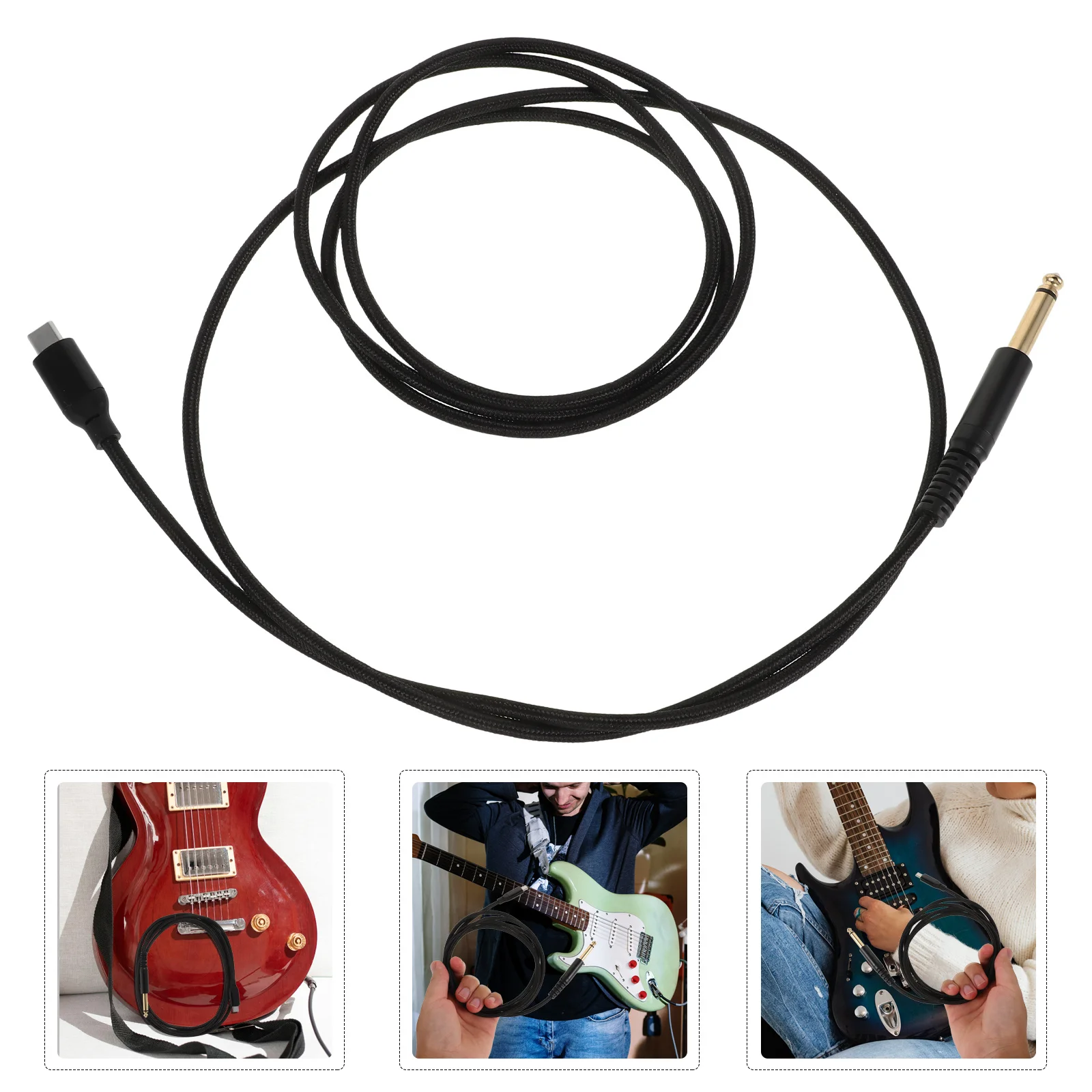 

1pcs Usb To Electric Guitar Audio Cable Type-C 6.35Mm Recording Audio Cable For Guitar Bass Instrument Portable Plug Play Sturdy