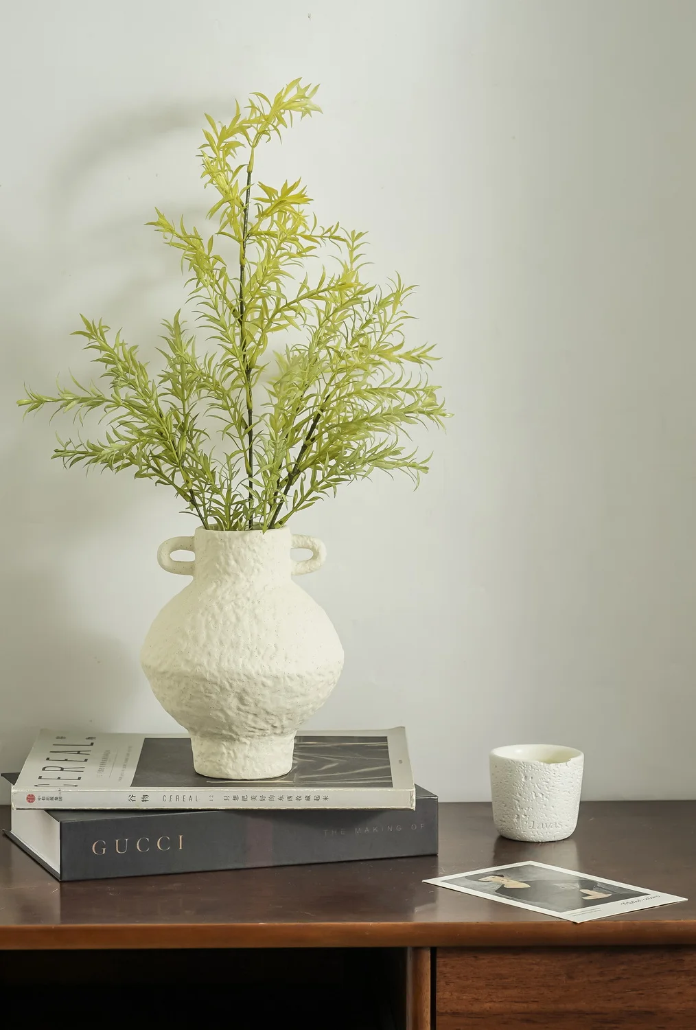 Retro binaural pottery vase niche design personalized art flower ware advanced sense living room ceramic handicraft ornament