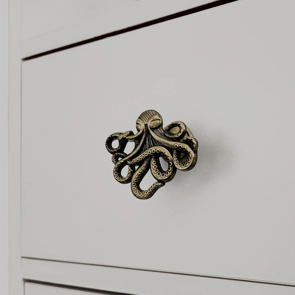 1 Pc Octopus Handle, Wardrobe Cabinet pulls, Drawer Knob, Single Hole Vintage Handles