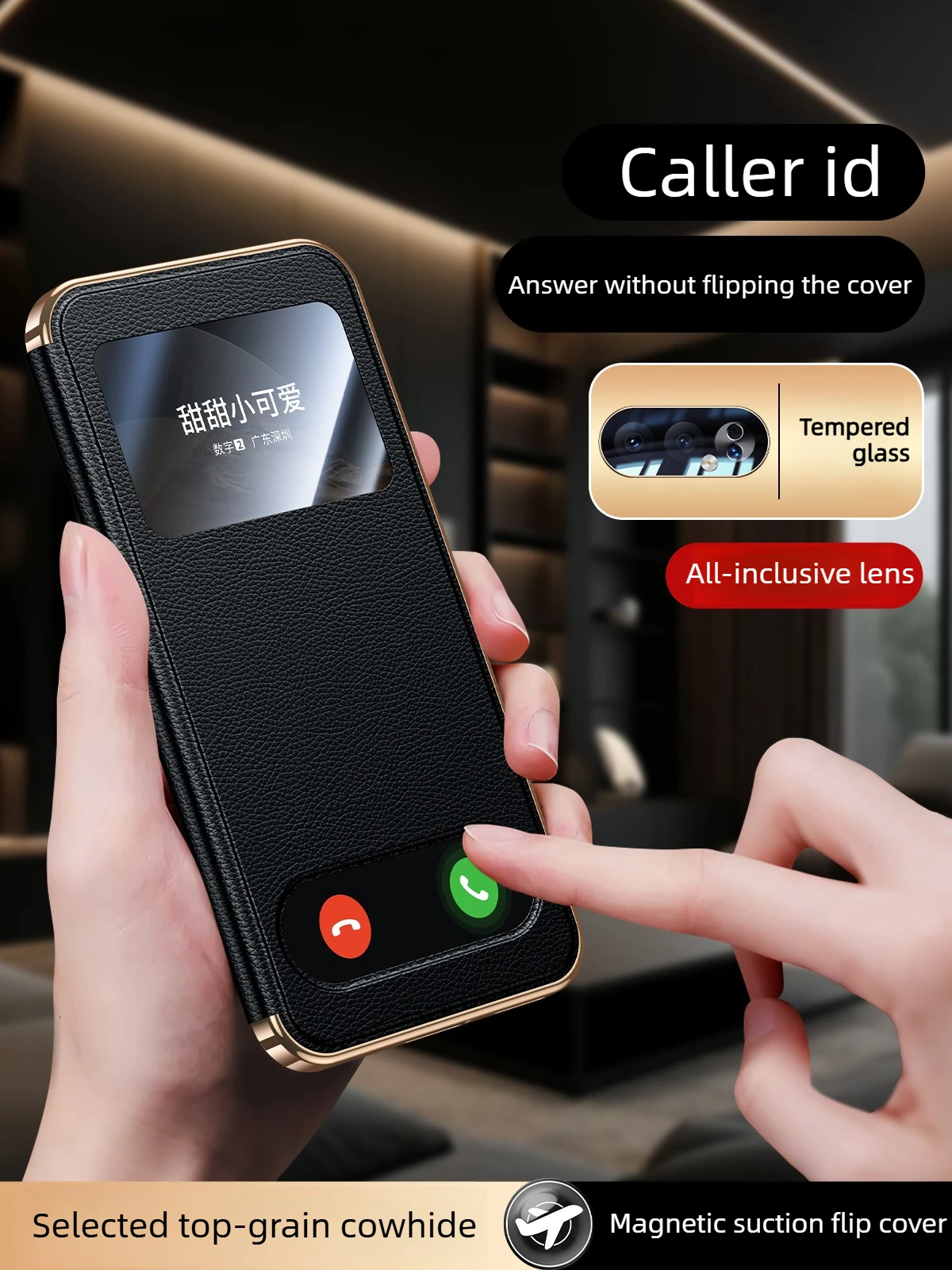 

Чехол-флип из натуральной кожи для Honor 500 Pro: новый, деловой, с умным окном-дисплеем и полной защитой объектива камеры для Honor 500