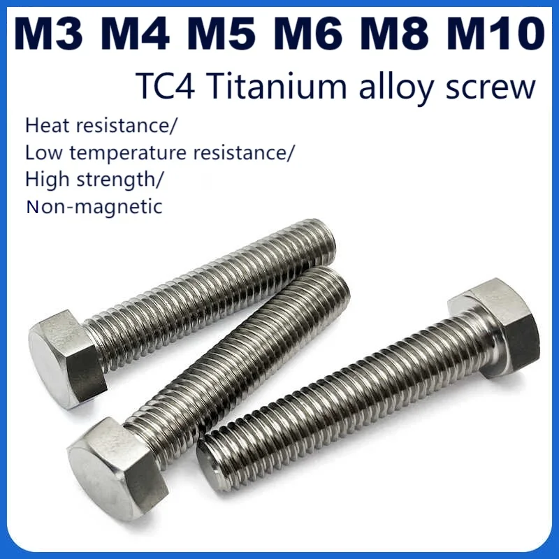 

M3/M4/M5/M6/M8/M10 TC4 Titanium alloy Outer hexagonal screw,Gr5 GB5783 Corrosion-resistant and acid-base-resistant titanium bolt