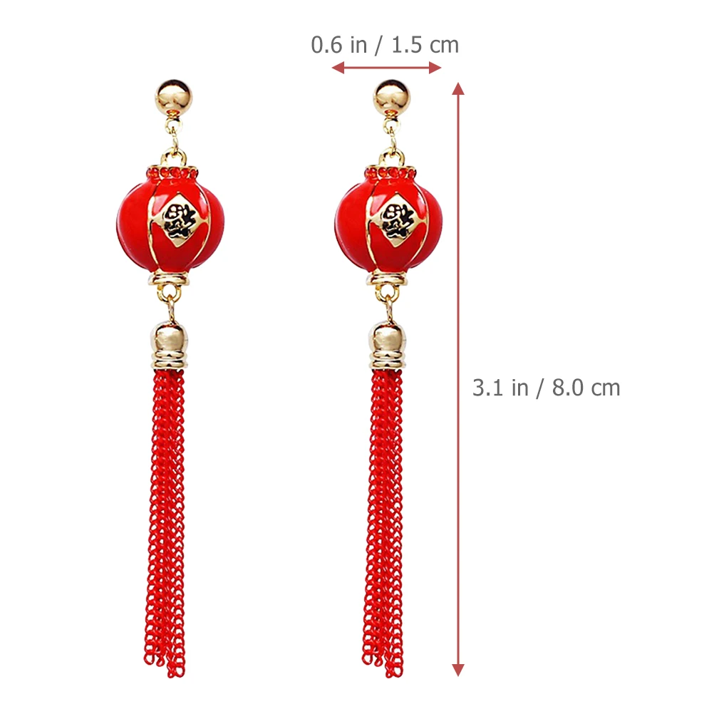 

Lantern Earrings Bright Tassel Safe Alloy Non Fading Women Drop Dangle New Year Christmas Ear Decorations Jewelry