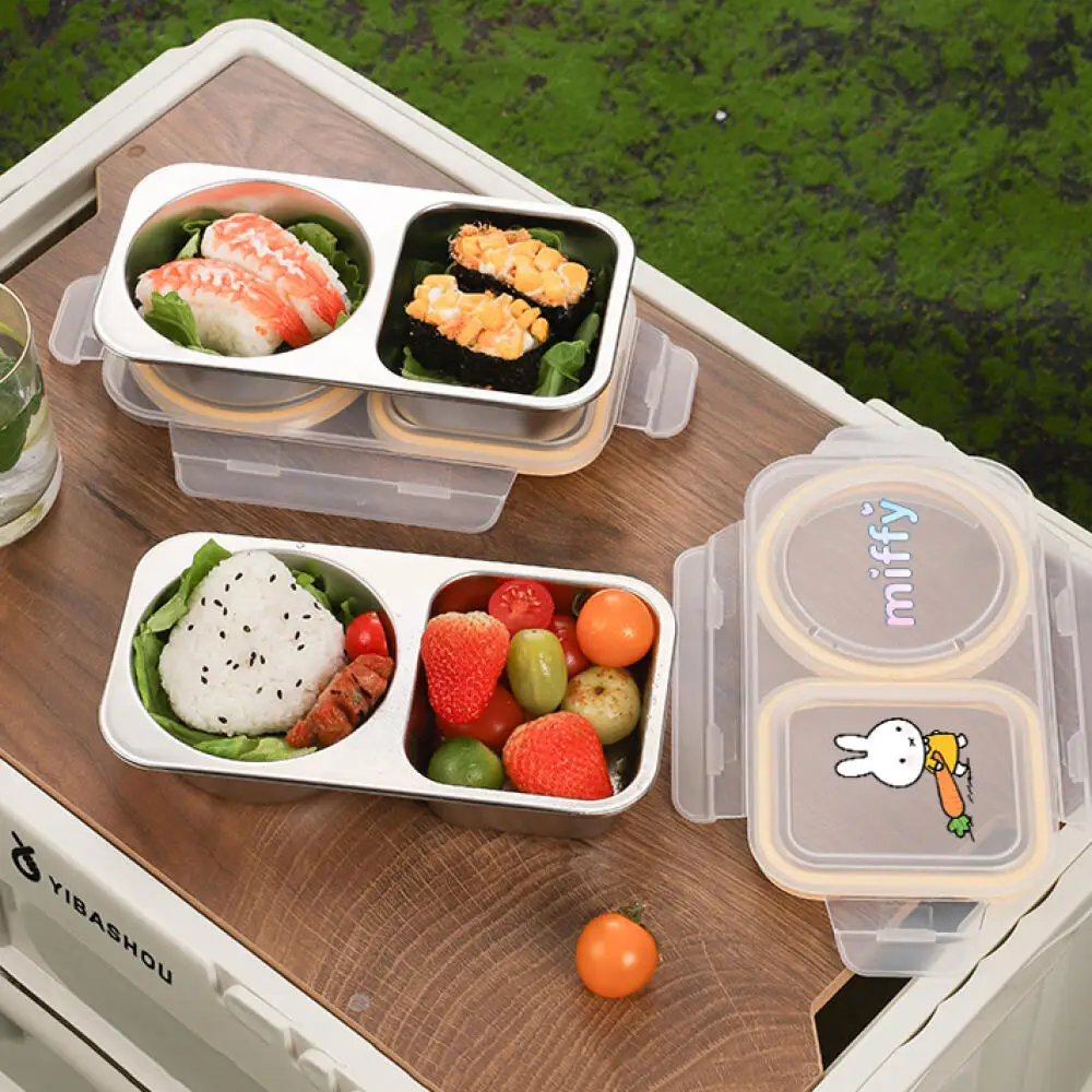 Miffy coelho bonito microondas lancheira fresco mantendo caixa lanche e porca compartimentos refrigerados selado bento caixa