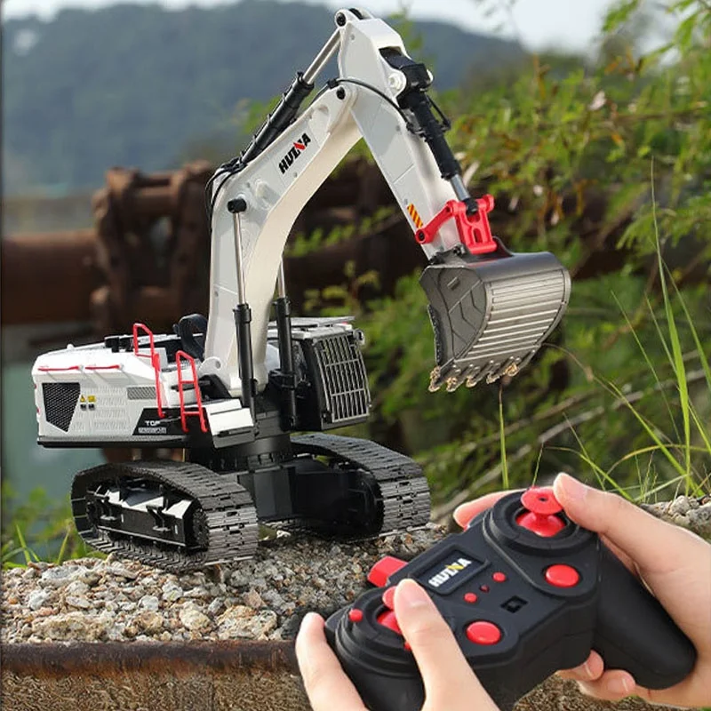 Huina 2.4g Veicolo da costruzione telecomandato in scala completa 1594 Simulazione bianca Modello di escavatore in lega a 22 canali Giocattolo per bambini