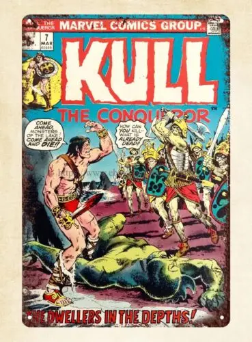 Kull The Conqueror 1973 Comics, plaque décorative murale en métal, décoration artistique murale